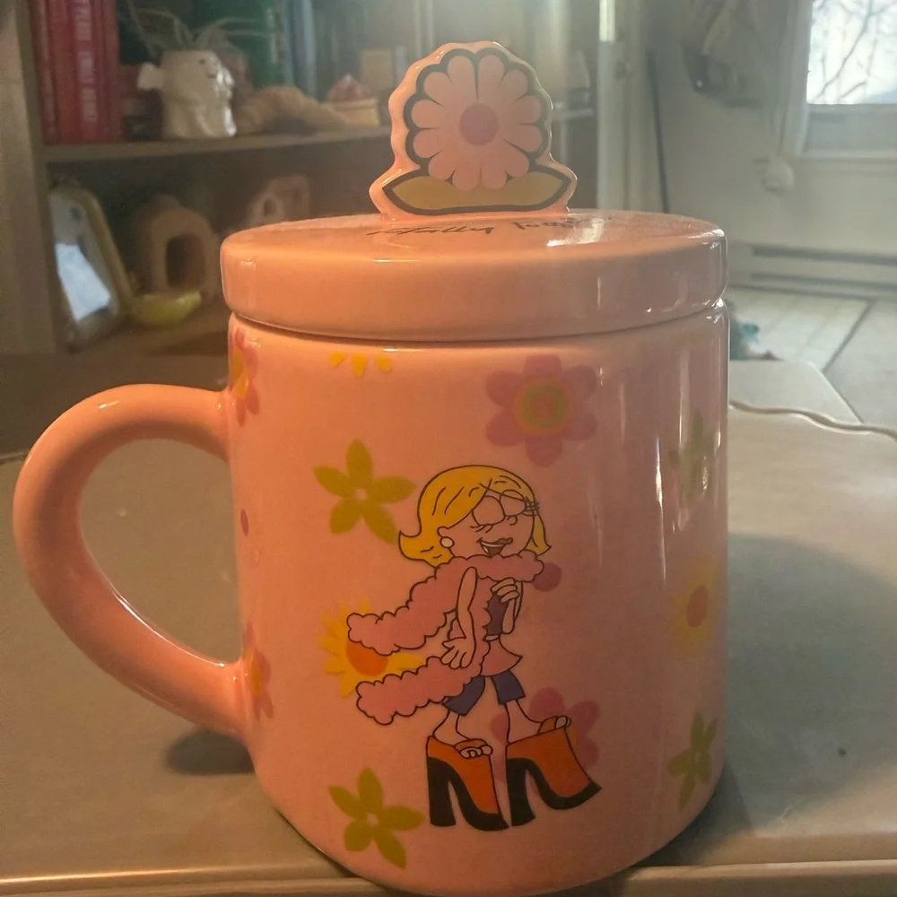 NEW Lizzie McGuire Pink Floral Mug with Lid - Picture 1 of 1